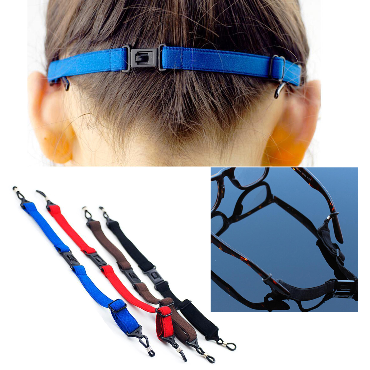Walbest 1Pc Eyeglasses Strap Adjustable End Rope Eyewear Retainer Sports Stretchy Glasses String Holder Strap, Standard Sunglasses Neck Lanyard Cord Anti-Slip Chain for Men Women Kids